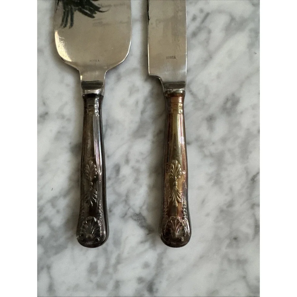 Rogers Bros Stainless KINGS STYLE Shell Motif 2 pc Serving Set 1847 E.P. Korea